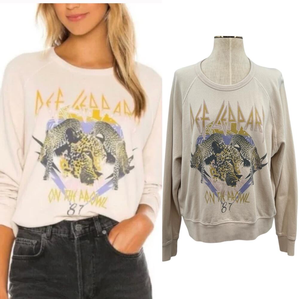 Daydreamer Def Leppard On The Prowl 1987 Sweatshirt Beige Cream Size Medium